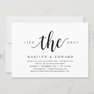 Invitación Se ataron el nudo, Elopement moderno post boda