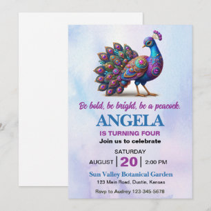 Invitación Sé audaz, sé brillante, sé un cumpleaños de pavo r