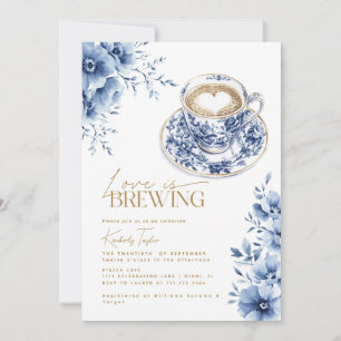 Invitación Se avecina el amor: Té chino de boda azul