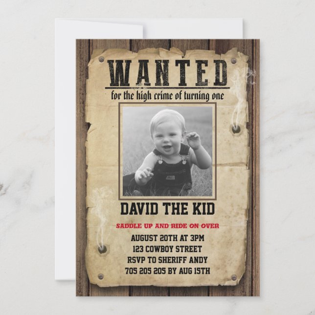 Invitación Se busca niño Poster primerizo de cumpleaños (Anverso)