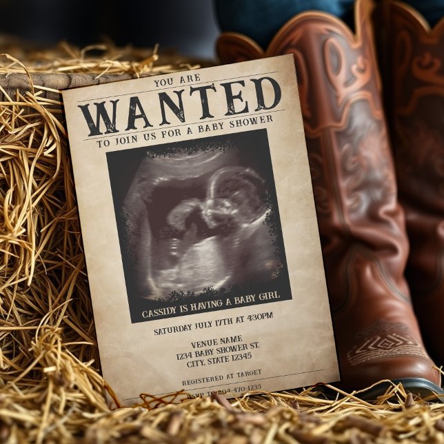 Invitación Se busca Poster Baby Shower (Vintage Photo Wanted Poster Baby Shower Invitation
)