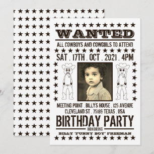 Invitación Se busca Poster, cumpleaños occidental moderno