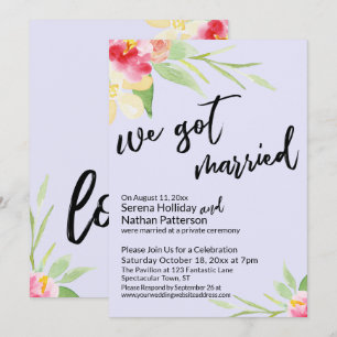 Invitación Se casaron con las flores de color de agua en la l