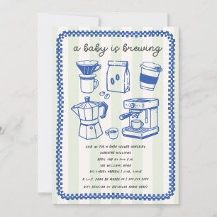 Invitación Se Celebra un Bebe Niño Azul Doodle Baby Shower