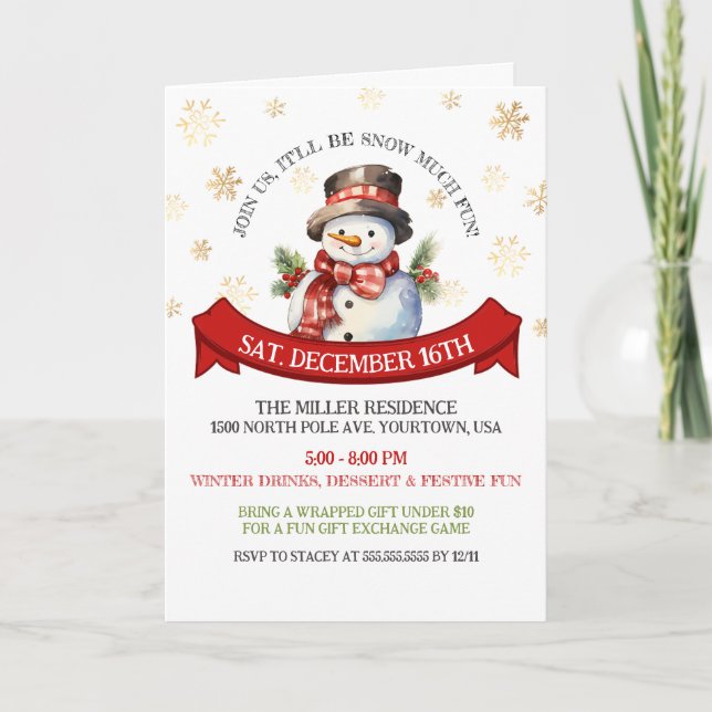 Invitación Se doblan los Navidades de los copos de nieve con  (Anverso)