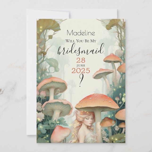 Invitación Sé el bosque encantado de mi dama de honor. (Anverso)
