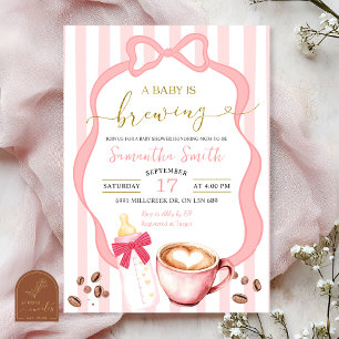 Invitación Se está gestando la bebé de rayas rosa rubor baby 