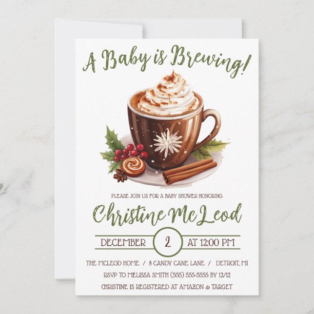 Invitación Se está preparando un bebé, Baby Shower de chocola (Anverso)