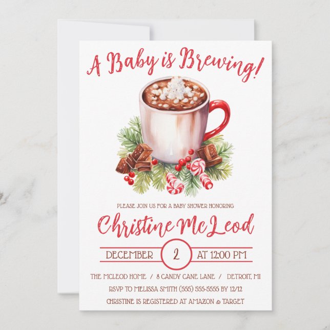 Invitación Se está preparando un bebé, Baby Shower de chocola (Anverso)