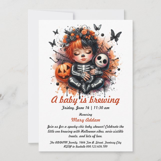 Invitación Se está preparando un bebé, Naranja Halloween Baby (Anverso)
