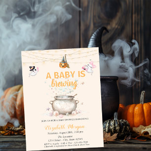 Invitación Se está preparando un bebé Puntos Calabaza Fantasm