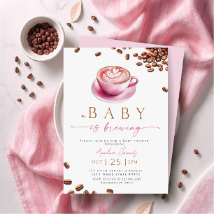 Invitación Se está preparando un bebé rosa Fiesta de Bebé Caf