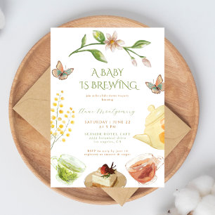 Invitación Se está preparando una fiesta de té floral para ba