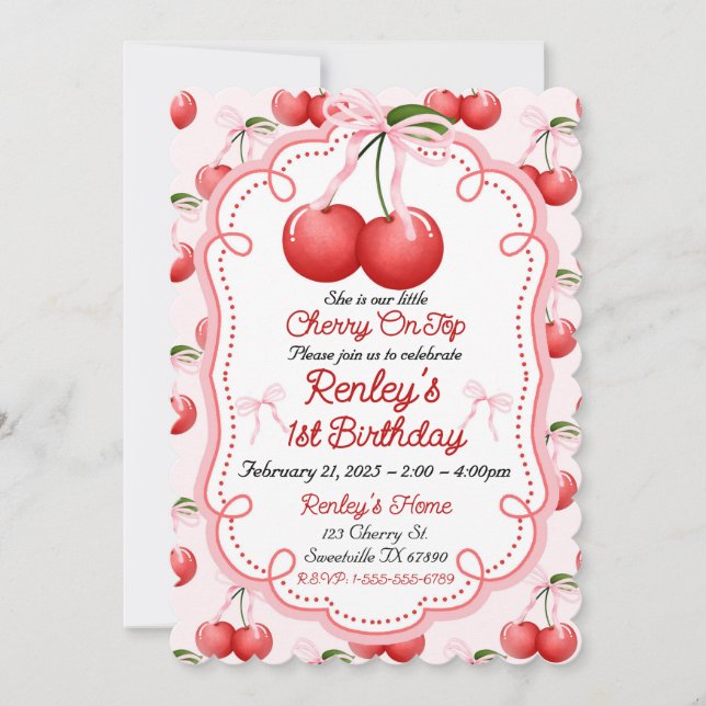 Invitación Se fue la pequeña cereza de la Coqueta de Bow (Anverso)