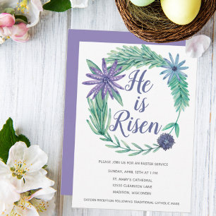 Invitación Se levanta iglesia religiosa de Pascua morada flor