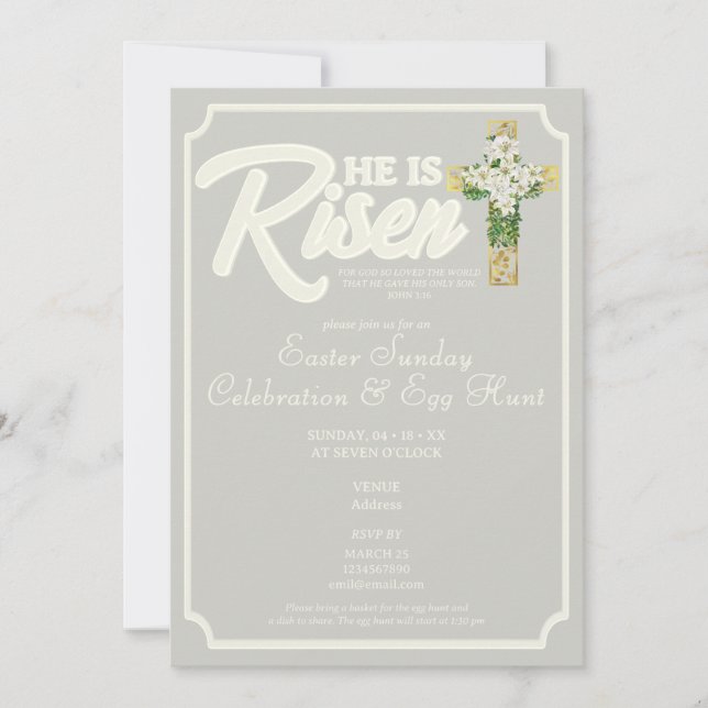 Invitación Se Levanta La Celebración Religiosa Cristiana De P (Anverso)