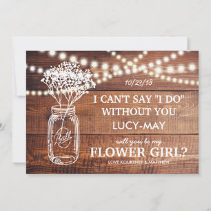 Invitación Sé Mi Dama de Flores Acompañante Rústica de Camp