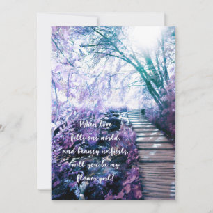 Invitación sé mi dama de flores bosque encantado