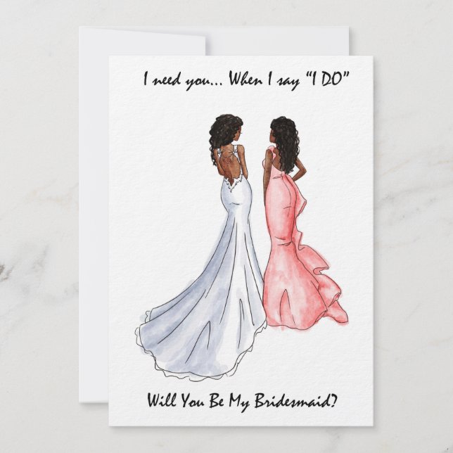Invitación Sé mi dama de honor - Afroamericano (Anverso)