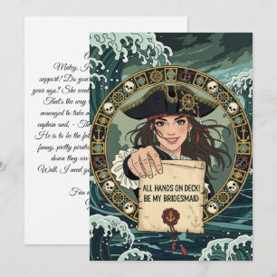 Invitación Sé Mi Dama de Honor Pirata Encantadora