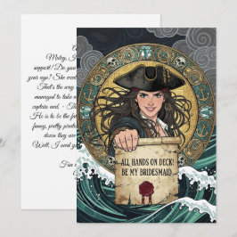 Invitación Sé Mi Dama de Honor Pirata Valiente