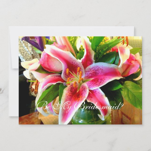 Invitación Sé mi dama de honor stargazer lily (Anverso)