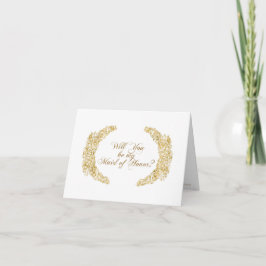 Invitación Sé mi doncella de honor grabado en oro arte de hoj