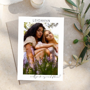 Invitación Sé mi empleada de honor Foto propuesta caligrafía