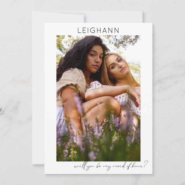 Invitación Sé mi empleada de honor Foto propuesta caligrafía  (Anverso)