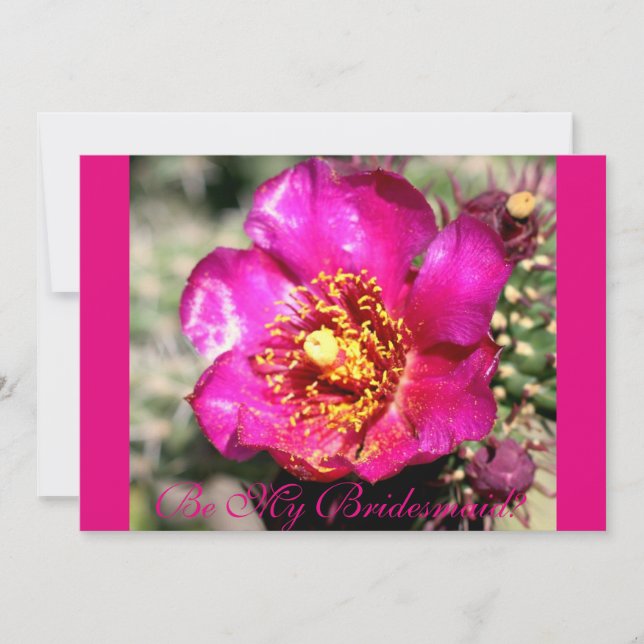 Invitación Sé mi flor de cactus de dama de honor (Anverso)
