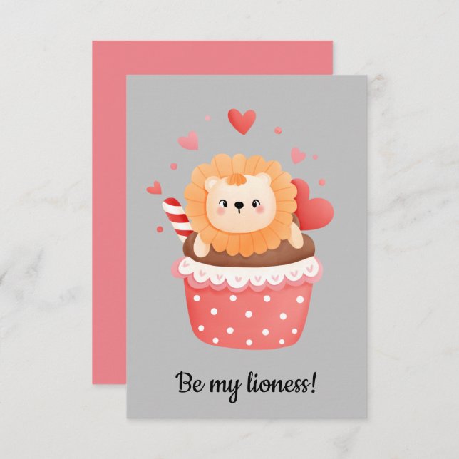 Invitación Sé mi leona valentina (Anverso / Reverso)