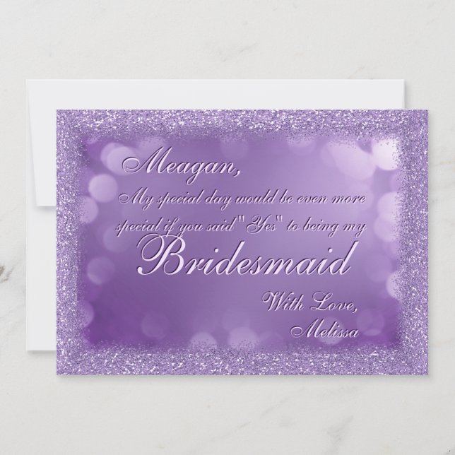 Invitación Sé mi novia | Borde Purpurina (Anverso)