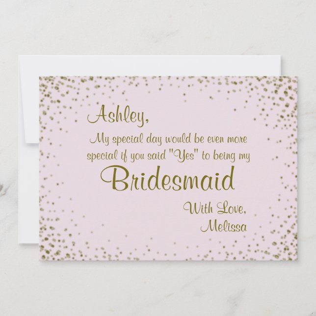 Invitación Sé mi novia | Confetti de oro en Rubor (Anverso)