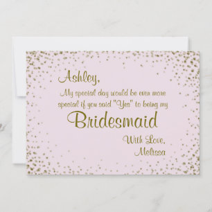 Invitación Sé mi novia Confetti de oro en Rubor
