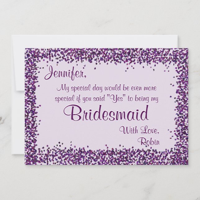 Invitación Sé mi novia | Lavender Confetti (Anverso)