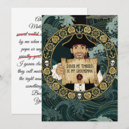 Invitación Sé Mi Padrino de Boda Pirata Divertido