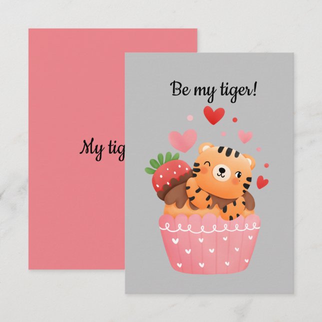 Invitación Sé mi tigre valentina (Anverso / Reverso)