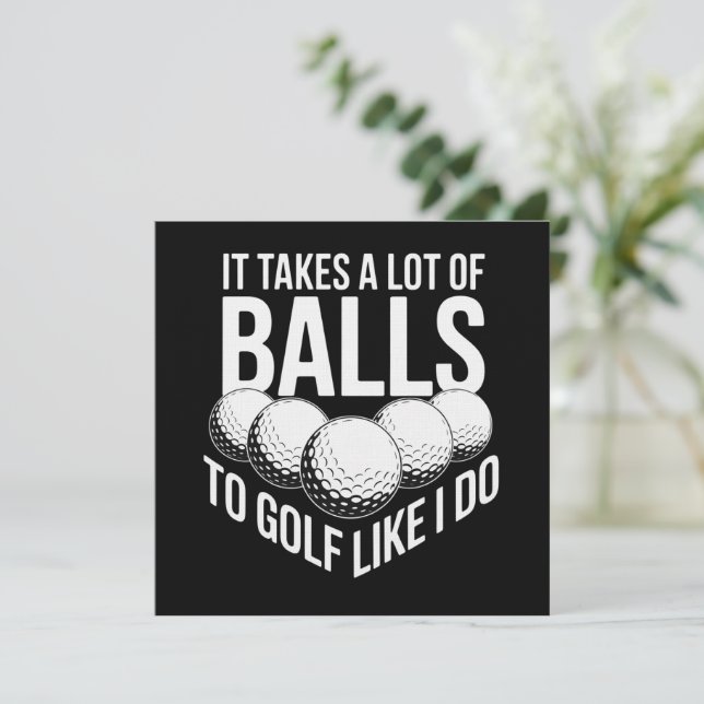 Invitación Se necesita tener muchas bolas para jugar golf com (Anverso de pie)