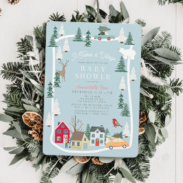 Invitación Se Necesita Un Baby Shower Azul De Village Holiday