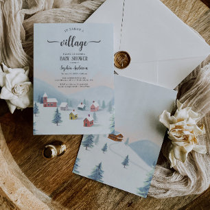 Invitación Se Necesita Un Baby Shower De Invierno De Aldea