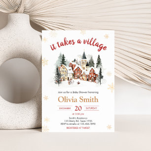 Invitación Se necesita un Baby Shower de invierno de aldea