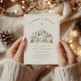 Invitación Se necesita un Baby Shower de invierno de aldea