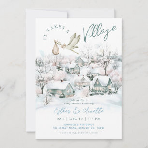 Invitación Se Necesita Un Baby Shower De Invierno De Stork