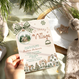 Invitación Se necesita un Baby Shower de Navidades de aldea