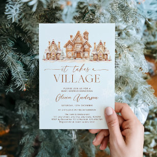 Invitación Se necesita un Baby Shower de Village Winter Boy