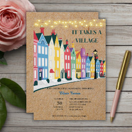 Invitación Se necesita un pueblo Fiesta de Baby Shower de Art