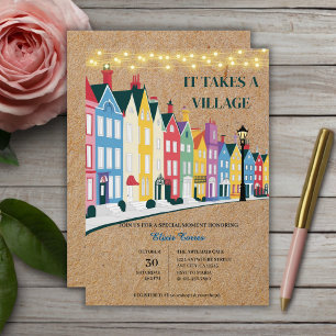 Invitación Se necesita un pueblo para una ducha de bebé de ar