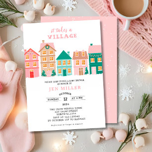 Invitación Se necesita una ducha de bebé rosa en invierno en