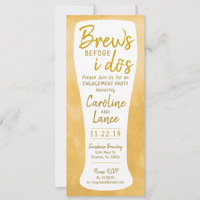 Invitación Se prepara antes de la fiesta de compromiso de I D (Anverso)