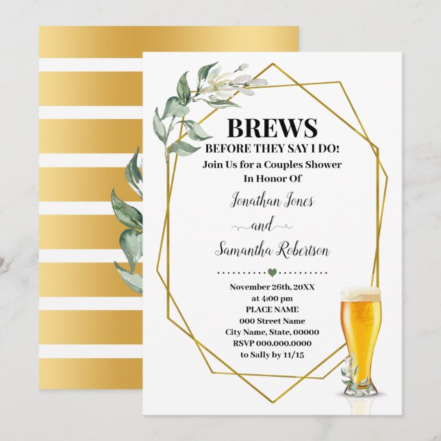 Invitación Se produce antes de que haga Verenery Dorada Parej (Anverso / Reverso)